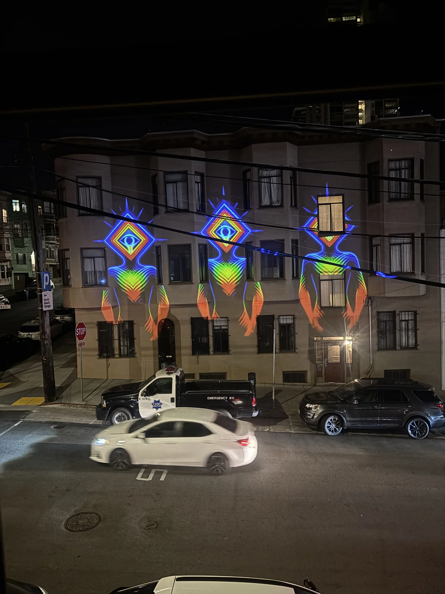 Projection mapping study on an architectural surface